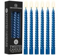 DECO EXPRESS Bougies Torsadées Lot de 6, Anti-Gouttes et Sans Parfum, Bougie Longue Durée 6h, Saint Valentin et Fetes des Mères Decoration Maison, Idee Cadeau (Bleu Métallisé, Lot de 6)