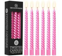 DECO EXPRESS Bougies Torsadées Lot de 6, Anti-Gouttes et Sans Parfum, Bougie Longue Durée 6h, Saint Valentin et Fetes des Mères Decoration Maison, Idee Cadeau (Rose Métallisé, Lot de 6)