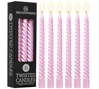 DECO EXPRESS Bougies Torsadées Lot de 6, Anti-Gouttes et Sans Parfum, Bougie Longue Durée 6h, Saint Valentin et Fetes des Mères Decoration Maison, Idee Cadeau (Rose Or, Lot de 6)