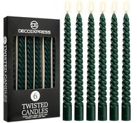 DECO EXPRESS Bougies Torsadées Lot de 6, Anti-Gouttes et Sans Parfum, Bougie Longue Durée 6h, Saint Valentin et Fetes des Mères Decoration Maison, Idee Cadeau (Vert, Lot de 6)