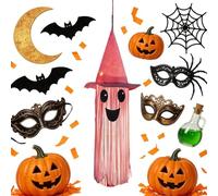 Déco Fantôme Décoration Extérieure À Glands Suspendue Effrayante avec LED | Décoration Fantôme Halloween pour Porche, Porte d'Entrée, Intérieur, Extérieur et Jardin