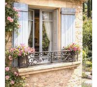 Déco fer Forgé- APPUI DE FENETRE- ADESTOCKFONTE2026- Grille Protection à Sceller 1500 mm x 240 mm-Porte Balcon Fenetres- Garde Corps Carré diam 16 mm- Style Haussmannien Exterieur Utilisation Facile