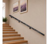 Déco Fer Forgé - MAIN COURANTE MARTELEE - Acier 3000 mm x 40 mm Ep 8 mm- Rampes Rambarde Balustrades Escaliers Marches-Produit de qualité- Rampe Balcon - Usage Interieur Exterieur Supports Securite