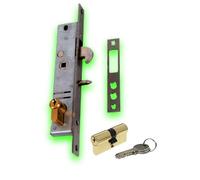 DECO FER FORGE-Serrure à Crochet-Pour Porte Portail Coulissant- 1 Pcs Reversible Din Droite Gauche-Cle incluse Contre plaque Tetiere Carré-Interieur Exterieur Durabilité Superieure Verrouillage Rapide