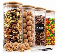 Deco haus Bocaux en Verre Hermétique +ÉTIQUETTES - Bocal en Verre 4x 1400ml | Bocaux Rangement Cuisine de Conservation - Pot en Verre avec Couvercle Pour Céréales, Cornflakes, Spaghetti