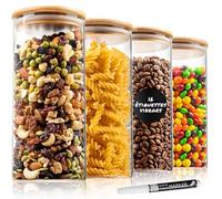 Deco haus® Bocaux en Verre Hermétique Lot de 4 [+ÉTIQUETTES] - Bocal en Verre avec Couvercle 4x1400ml - Bocal Rangement Cuisine - Bocaux de Conservation - Boite Anti Mites - Pot Hermétique Alimentaire