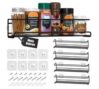 Deco haus® Lot de 4 Étagères à Epices en Métal - Organisateur d'Épices - Support Mural à Visser ou à Coller - Noir, 29x6.35x5cm