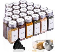 Déco haus® Pots à Épices Carrés Hermétiques, Set de 24 [avec Étiquettes & Saupoudreur] - Bocaux à Épices en Verre - Conteneurs à Épices, Spice Jars - Rangement d'Épices - Conteneurs pour Épices