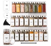Deco haus® Range épices cuisine tiroir avec Lot de 24 Pots et Étiquettes - Rangement épices tiroir - Organisateur épices Extensible