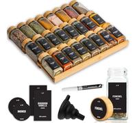 Deco haus® Range epices cuisine tiroir avec Pots Lot de 24 avec Étiquettes - Rangement épices tiroir - Organisateur epice Grande Capacité Extensible