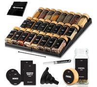 Deco haus® Range epices cuisine tiroir avec Pots Lot de 24 avec Étiquettes - Rangement épices tiroir - Organisateur epice Grande Capacité Extensible
