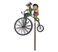 Deco Jardin Exterieur Décoration de Jardin Vintage Grenouille vélo Moulin à Vent en métal Cyclone en métal Debout vélo Vent Filature Moulin à Vent Ornement décoration de Jardin Ornements d'extérieur