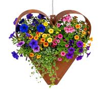 Déco jardin patine rouille cœur jardinière de fleurs en acier corten suspendu
