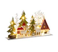 Déco Lumineuse Rennes & Sapins en Bois 13 LED Blanc Chaud 30 x 17 cm - Feeric Christmas
