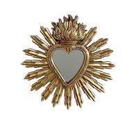 Déco miroir ex-voto coeur soleil 27x28cm Dore