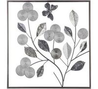 Atmosphera – Déco murale florale – métal argenté 50 x 50 cm