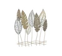 PANNEAU EN FER ET BOIS AVEC FEUILLES -C-