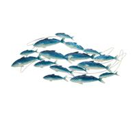 Déco Murale en Métal Groupe de poissons 111cm Bleu Foncé