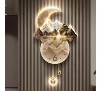 Deco Murale Salon LED Modèle à Brancher Télécommande Acrylique Silencieux | Horloge Murale Design Moderne Silencieuse, Éramique Cristalline Haute-Transparente, Salle, Bureau, Chambre(A,15.7 x 29.5 in)
