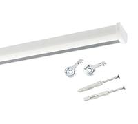 Deco-Raum Rail à rideaux sur mesure - En aluminium - Forme rectangulaire et plate - Fixation au plafond - Avec verrou de serrage - Blanc - 80 cm - Rond