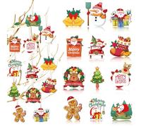 Deco Sapin de Noel,37pcs Decoration Noel Sapin Bois,Decoration Sapin de Noel en Bois, Deco Sapin de Noel avec Corde,pour Décorations de Noël