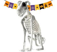 Déco Squelette Chien Décoration Halloween Effrayante Chiot Assis Avec Os | Figurine De Bureau Chiot Squelette Pour Salon, Appartement, Maison Hantée, Bureau, Entrée, Porche, Pièce Maîtresse De Fêt