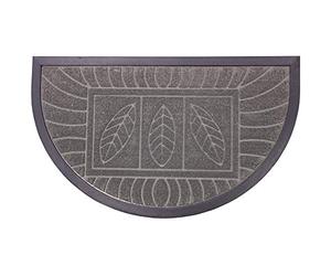 Deco Tapis 1740158 Tapis d'Entrée Demi-Lune Feuilles Polypropylène/Cao Gris 75 x 45 cm