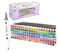 Deco Time 120 marqueurs aqua à double pointe, XXL plateau deco empilable - ensemble de stylos pinceau aquarelle - non toxiques pour enfants de 3 ans et plus - stylos de couleur professionnels pour