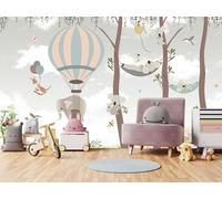 Deco-Wall | Papier peint décoratif pour enfants | Motifs : ballons et animaux | Dimensions : 300 x 200 cm | Papier peint | Stickers muraux pour enfants