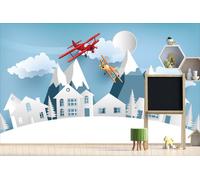 Deco-Wall | Papier peint photo Viles - Chambre d'enfant | Avions | 300 x 200 cm | Papier peint mural | Autocollants muraux pour enfants