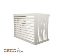 DECOAIRCO - Cache climatiseur extérieur métal - Cache clim, pompe à chaleur, protection groupe extérieur -Taille S - Blanc crème