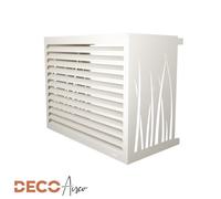 DECOAIRCO - Cache climatiseur extérieur métal - Cache clim, pompe à chaleur, protection groupe extérieur -Taille M - Blanc crème