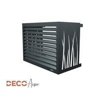 DECOAIRCO - Cache climatiseur extérieur métal - Cache clim, pompe à chaleur, protection groupe extérieur -Taille S - Anthracite