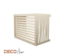 DECOAIRCO - Cache climatiseur extérieur métal - Cache clim, pompe à chaleur, protection groupe extérieur -Taille S - Ivoire