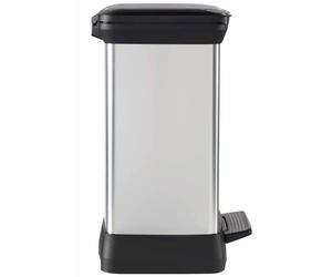DECOBIN DUO Poubelle 30L (10L+18L) avec pédale argent métallique