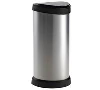 DECOBIN Poubelle 40L avec poussoir argent métallique