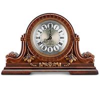 Decodyne Horloge de cheminée - Grande horloge au design antique avec chiffres romains - Imitation bois
