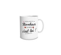 DECOHO - Mug en céramique Mon petit bonheur à moi, c'est toi - 33 ramique - Imprimé en France - Blanc