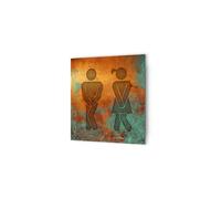DECOHO - Panneau pictogramme de signalisation · Toilettes Mixtes Humoristique | Texture Cuivre - Marron