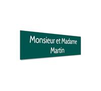 DECOHO - Plaque adhésive interphone personnalisée - Étiquette Plastique bi-Couche Vert foncé Lettres Blanches - Gravure Laser Durable - 60x15 mm, épaisse - Vert