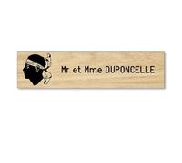 DECOHO Plaque Boite aux Lettres Format Decayeux Corse (100x25mm) Effet Bois Clair Lettres Noires - 1 Ligne
