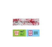 DECOHO - Plaque Boite aux Lettres Personnalisable - Plaque nom et numéro Boite aux Lettres+1 Sticker Stop pub Offert - Plaque Boite aux Lettres adhésive 100 x 25 mm - 1 ligneRose - Rose - Rose