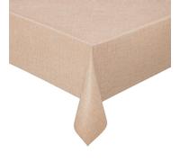 DecoHomeTextil Heimtextilmanufaktur Toile cirée, Nappe en Toile cirée, Nappe de Table, Nappe de Jardin, Aspect Lin Verni Marron Rectangulaire 140 x 200 cm Lavable