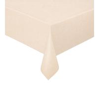 DecoHomeTextil Heimtextilmanufaktur Toile cirée, Nappe en Toile cirée, Nappe de Table, Nappe de Jardin, Aspect Lin Verni Beige Rectangulaire 140 x 200 cm Lavable