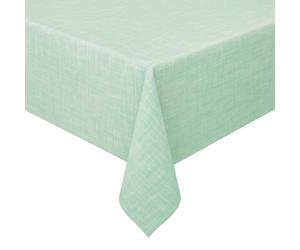 DecoHomeTextil Heimtextilmanufaktur Toile cirée, Nappe en Toile cirée, Nappe de Table, Nappe de Jardin, Aspect Lin Verni Vert Rectangulaire 120 x 200 cm Lavable