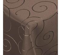 DecoHomeTextil Kringel Nappe, Rectangulaire 130 x 160 cm Marron foncé, qualité Lourde, Brillante, Nappe en Damas