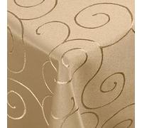 DecoHomeTextil Kringel Nappe, Rectangulaire 160 x 300 cm Nougat, qualité Lourde, Brillante, Nappe en Damas