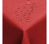 DecoHomeTextil Nappe Aspect Lin, déperlante et antitache, Lavable, Carré 110 x 110 cm Rouge foncé, avec Effet Lotus, sans Repassage nécessaire