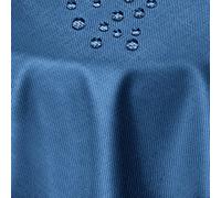DecoHomeTextil Nappe Aspect Lin, déperlante et antitache, Lavable, Ovale 135 x 180 cm Bleu foncé, avec Effet Lotus, sans Repassage nécessaire