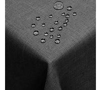 DecoHomeTextil Nappe Aspect Lin, déperlante et antitache, Lavable, Rectangulaire 135 x 180 cm Gris Anthracite, avec Effet Lotus, sans Repassage nécessaire